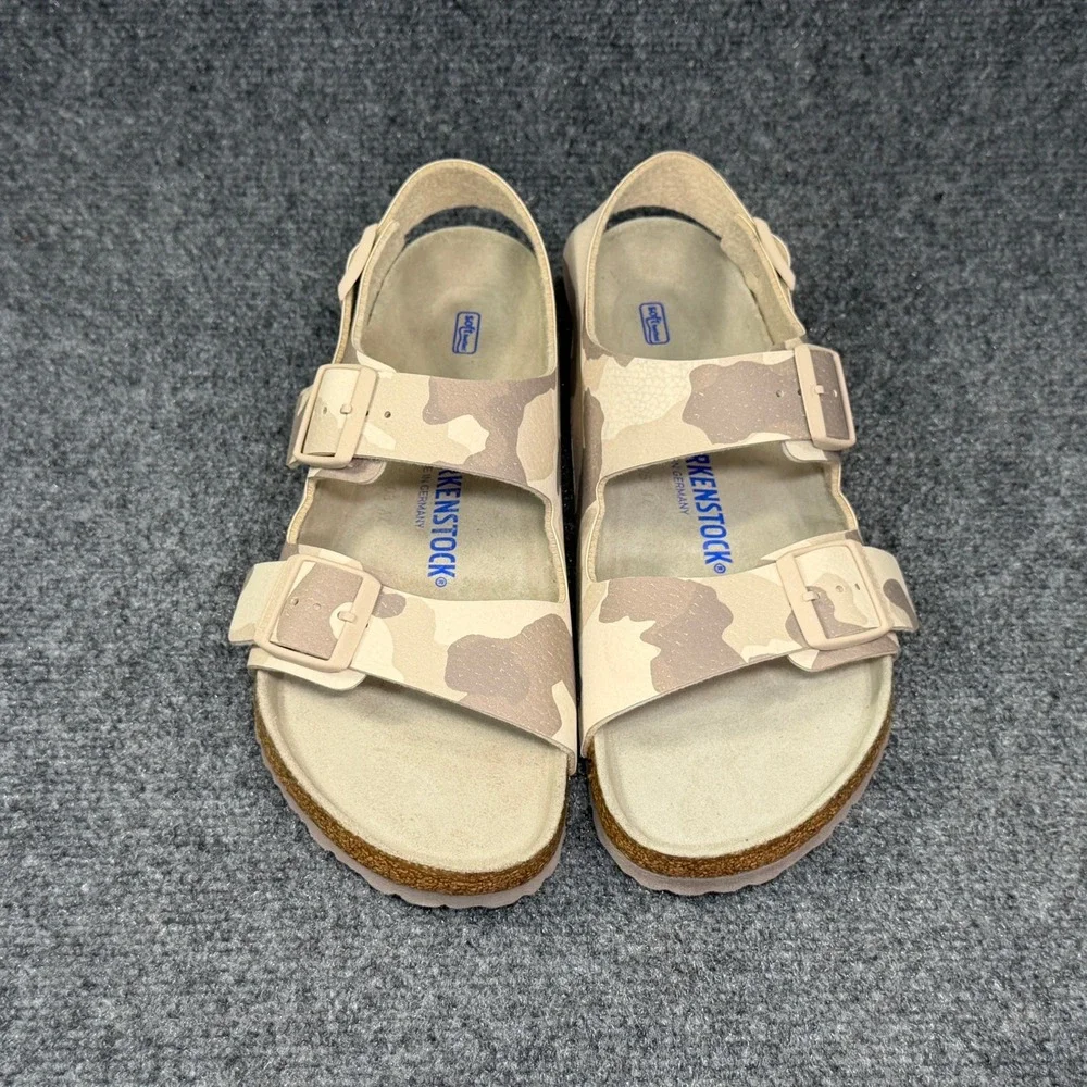 Birkenstock Milano Sandals Mens 9 Desert Soil Grey Taupe Camouflage Soft Footbed
